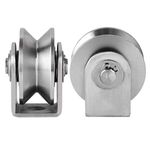 2in V Groove Wheel, Stainless Steel Pulley Roller Duplex Bearing Super-Silent Sliding Gate Roller Wheel, Heavy Duty Traction Wheel for Home Gym Wire Rope Rail Sliding Gate Material Handling and Moving