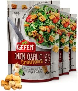 Gefen Savory Onion Garlic Caesar Croutons 5.2oz (3 Pack) | Dairy Free, Perfect for Soups, Salads, Casseroles, and Your Frying Needs, Certified Kosher