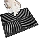 Eyein Cat Litter Mat, 100% Waterproof Urine Proof One-piece Molded Scatter Control Litter Box Mat, Easy Clean Washable Litter Trapping Mat Non-Slip Kitty Litter Rug(80x60cm)