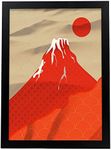 Nacnic Red Fuji Mountain Poster art, Size A3 No frame. Collage style Print for the decoration of living room walls, bedrooms, offices...