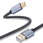 Nanxudyj Micro USB Cable 20ft, Long Fast Charging & Sync Android Charger,Braided Nylon Micro USB Cables for Samsung Galaxy S7/S6 and Edge,Note 6/5,Sony,Kindle,PS4,Android Devices - Grey