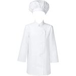 TACKTIMES Kids Boys Girls Chef Cooking Costume Kitchen Kitchen Baker Halloween Cosplay Fancy Dress Outfit (White, 3-4)