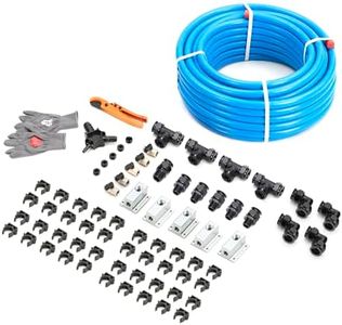 Redrock Performance Shop Air Line Kit 3/4" x 200ft for Garage, HDPE Aluminum Air Compressed Hose Piping System with Outlet Blocks, Equal Elbow Fitting Rapid Air System 200PSI ASTM F1282 Blue