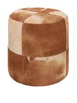 Deco 79 Leather Handmade Stool with Patchwork Pattern, 16" x 16" x 16", Brown