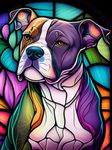 Beaudio Animals Series Diamond Painting Kits for Adults- Colorful Pet American Pitbull Dog with Glass Art - DIY Round Full Drill 5D Diamond Art for Home Wall Decor (11.8x15.7inch)