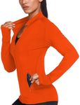 PINSPARK Women's Track Jacket Athletic Workout Running Jacket Full Zipper Up Sportswear Lightweight Tops Fluorescent Orange M