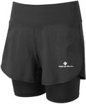 Ronhill Running, Wmn's Tech 4.5" Twin Short, All Black, Size 10