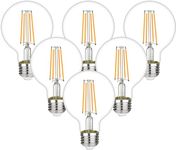 KGC G25 LED Edison Vanity Globe Light Bulbs, LED Filament Light Bulb, 6W Equivalent to 60W, G80 Dimmable 700LM E26 Medium Base, Bathroom Vanity Mirror Light Pack of 6 (Clear 2700K)