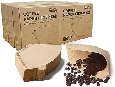 PakTalk 600 Count Cone Coffee Filters #4, Natural Brown Paper Cone Shaped Coffee Filters for Pour Over and Drip Coffee Maker (100 Count, Pack of 6)