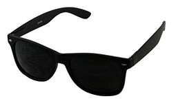ShadyVEU Super Dark Black Lens Round Sunglasses UV Protection Spring Hinge Soft Matte Frame Fashion Shades, Black, Medium