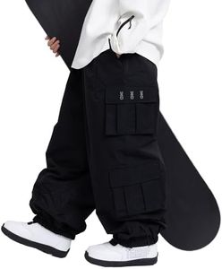 SNOWVERB Womens Mens Baggy Waterproof Snowboarding Pants Unisex Snow Cargo Warm Insulation Ski Pants (X-Large, Black)