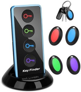 Key Finder, 85dB+ RF Item Locator Tags with 131ft. Working Range, Wireless Remote Finder Item Rf Locator for Finding Key Wallet Phone Glasses Pet Tracker,Anti Lost Tag Led Light and Key Rings, Blue