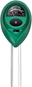 iPower 3-in-1 Moisture/pH/Light Meter Soil Test kit for Indoor & Outdoor Use Suitable for House Plants, Garden, Lawn, Farm, Round, New, Green