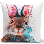 KUNQIAN Rabbit Cushion Cover Bunny Decorations Easter Rabbit Gift for Women Throw Pillow Case Outdoor Garden Mothers Day Home Livingroom Couch Sofa 18"x18"(45x45cm)