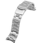 Juntan Watch Replacement Strap 22mm Metal Watch Straps for Men Women Tapered Watch Band Stainless Steel Silver Deployment Buckle Curved Ends