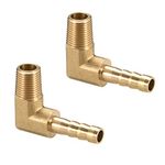 sourcing map Brass Barb Hose Fitting, 90 Degree Elbow 6mm Barbed to 1/8 PT Male Pipe Adapter Connector 2pcs