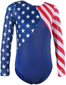 BAOHULU Big Girls' Long Sleeves Spliced Stars and Stripes Ballet Leotard 10A(Recommended age 9-10Y) Stars and Stripes