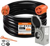 Finderomend 40ft 30 Amp Generator Cord and 30 Amp Generator Inlet Box Kit,Pre-drilled NEMA L14-30P to L14-30R Power Extension Cord and 125V/250V 7500W Twist Lock Cord Plug for Outdoor Use,ETL Listed