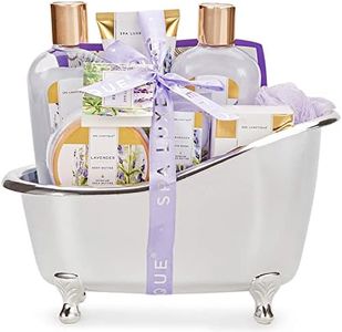 SPA LUXETIQUE Bath Gift Set, 8-Piece Spa Set, Birthday Gift, Lavender Scent, Wellness Set for Women, Care Set with Decorative Bathtub, Gifts for Women, New Year Gifts,