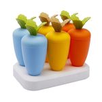 JYGOG New Carrot Shaped Plastic Reusable Ice Pop Makers Home made Popsicle Ice Cream Moulds Tray Kulfi Candy Ice Lolly Mold for Children and Adults (Set of 6_Multi)