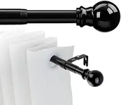 1 Inch Adjustable Grommet Curtain Rod-Black Curtain Rods for Windows 34 to 100" Drapery, Heavy-Duty living room curtain rod with 3 Brackets,Curtain ring for Bedroom, Kitchen Outdoor Patio