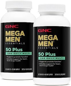 GNC Mega Men 50 Plus One Daily Multivitamin, Twin Pack, 60 Caplets per Bottle, Supports Heart, Brain and Eye Health