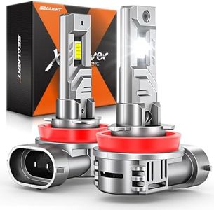 SEALIGHT H11 Fog Light Bulbs, 40000LM 8X Brightness H8/H9/H16 Light Bulbs, 6500K Cool White Bulbs with 15000RPM Fan, Plug and Play, IP68 Waterproof, Pack of 2