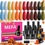 MEFA Orange Gel Nail Polish Set, 12 Colors Fall Winter Red Brown Gel Polish Set Soak Off UV Led Green Nail Gel Manicure at Home DIY Salon for Women