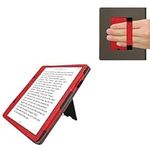 kwmobile Cover Compatible with Amazon Kindle Scribe Cover - Faux Leather/Suede Case with Stand - Red/Dark Grey