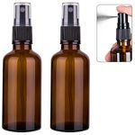 Nylea Small Glass Spray Bottles for Oil, Hair, Plants Water 2 oz | Empty Fine Mist and Refillable Mister Amber Mini Travel Size Bottle for Cleaning Solutions, Essential Oil Sprayer and Nozzle - 2 Pack