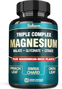 15500 mg Triple Magnesium Complex Supplement - High Concentrated with Magnesium Glycinate, Magnesium Malate, Magnesium Citrate, Spinach Leaf & More - Support Heart, Joint & Brain - 60 Vegan Capsules