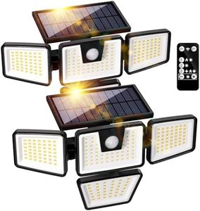 K KASONIC Lampes de Sécurité Solaires, Projecteurs Extérieurs Étanches IP65 avec Illumination Grand Angle à 4 Têtes, Projecteur Solaire pour Porche, Jardin, Patio, Allée, Garage, Lot de 2