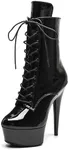 WUXIN H&P 6 in Pole Dance Boot Shoes For Women, Black, Size 7, Women's Exotic Stiletto Platform Ankle Boots Heels