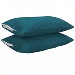Trance Home Linen Anti-Bacterial Hypoallergenic Terry Waterproof Pillow Protector | Dust Mite - Bed Bug - Fluid Spill Protection Covers - Pack of 2 (Standard | 18x28 inch, Bamboo Teal) - Pack of 2