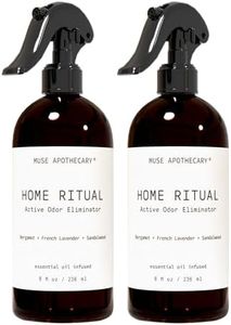 Muse Apothecary Home Ritual Active Odor Eliminator Spray - Furniture Deodorizer Spray & Bathroom Odor Eliminator for Home - Essential Oil Air Freshener - 8oz, Bergamot + French Lavender + Sandalwood