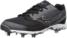 Mizuno 9-Spike Dominant 2 Low Mens Metal Baseball Cleat Charcoal-Black7 1/2