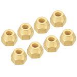 PATIKIL 1/4 SAE Thread Brass Flare Nut, 4 Pack 45 Degree Flared Tube Fitting Nut Hydraulic Pipe Fitting for Air Conditioner Water Gas Line, Matte Surface