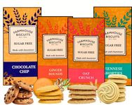 Sugar Free Assorted Cookie Biscuits Variety MultiPack of 4 - Chocolate Chip, Ginger Rounds, Oatmeal,Vienesse Shorties - Ideal for WeightLoss|Diabetics|Healthy Living (4, 150g)