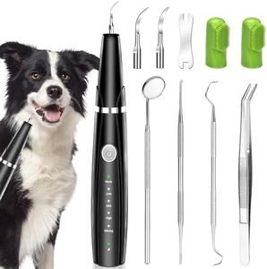 Onherm Kit de Limpieza de Dientes de Perro, 5 Modos de Limpieza, Limpiador Ultrasónico Dental Resistente al Agua IPX6, Combate el Sarro, El Mal Aliento y La Inflamación de Las Encías, Para Mascotas