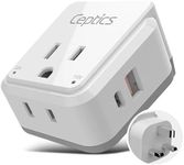 Ceptics UK, Hong Kong, UAE Travel Plug Adapter Set (Type G) - 4 in 1 - 2x Outlets, 1 USB & 1 USB-C (3.1A) - Compact & Powerful (PAK-UK)