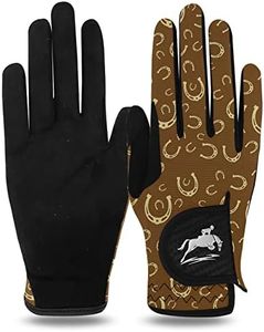 FINGER TEN Horse Riding Gloves Equestrian Women Kids for Girls Boys Mesh Breathable Lightweight Color Pack, Comfortable Grip for Summer (Women-Brown, Medium)