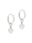 Ted Baker Women's Harrye Tiny Heart Huggie Hoop Drop Earrings (Silver-Tone Plated)