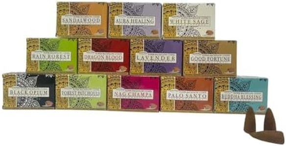 Rushant Deepika Lot de 12 paquets de 10 cônes d'encens assortis de qualité supérieure - Idéal pour la méditation, le yoga, l'aromathérapie, la relaxation