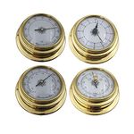 4-Pack Mini Hygrometer Thermometer, Weather Station Set, Portable Marine Wall Mounted Barometer Clock Meter Thermometer Hygrometer Kit