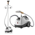 Reliable Vivio 550GC Garment Steamer - Professional Garment Steamer with Heavy Duty Aluminium Steam Head, 1 Gallon Water Capacity, 1300W Brass Fittings, Large Wheels for Mobility and 63 in. Steam Hose