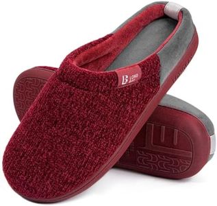 LongBay Ladies' Chenille Knit Slippers Comfort Memory foam Slip on House Shoes(7-8UK,Red)