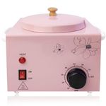 Portable Wax Warmer for Painless Hair Removal, Women Men Home Wax Heater, Wax Pot for Hair Removal, with Adjustable Temperature Set, 40pcs Wax Sticks (Pink-Single Pot)