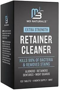 Retainer Cleanser Tablets Invisalign Cleaner FSA HSA Approved Remove Odors Discoloration Stains and Plaque 4 Month Supply Denture Cleansers Retainers Mouth Guards Denture Bath Mint by M3 Naturals