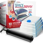 Spacesaver Premium Vacuum Storage Bags. 80% More Storage! Hand-Pump for Travel! Double-Zip Seal and Triple Seal Turbo-Valve for Max Space Saving! (Variety 10 Pack)