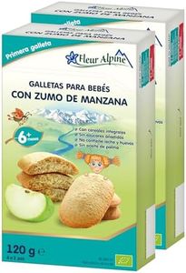 FLEUR ALPINE Galletas para Bebés con Jugo de Manzana - 12x2 Bocadillos Orgánicos para Papilla Suave para el Desayuno o un Refrigerio Diurno | Galletas Integrales Fáciles Sin Azúcar Añadida | 6 meses